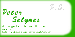 peter selymes business card